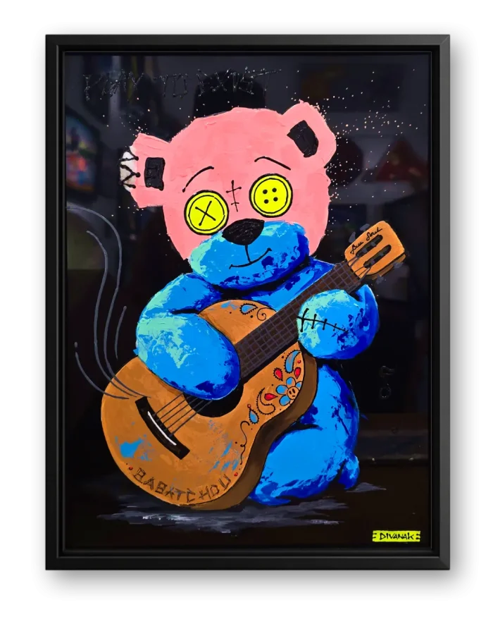 peinture originale de babatchou jouant de la guitare