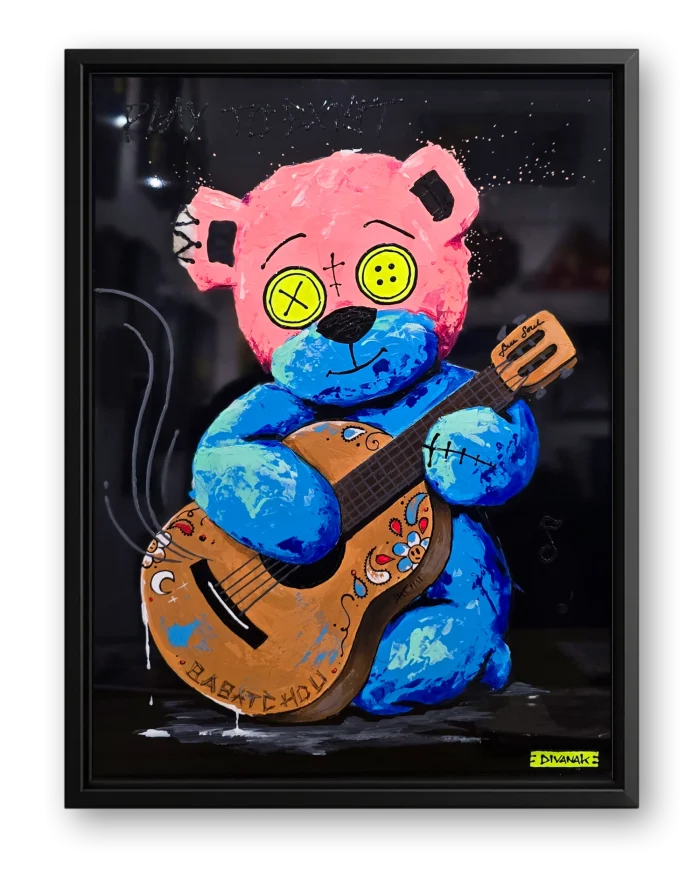 peinture originale de babatchou jouant de la guitare